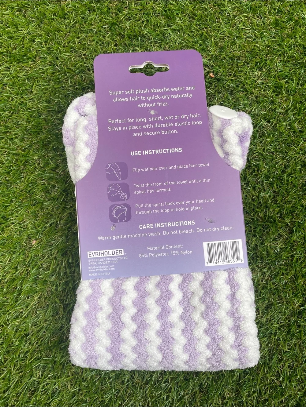 Purple & White Zigzag Hair Towel